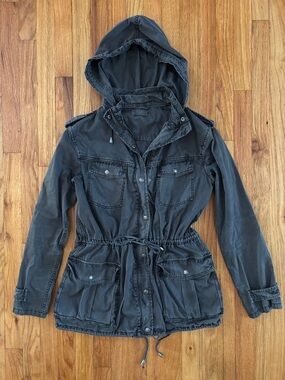 Aritzia Talula Trooper Hooded Utility Cargo Light Jacket Coat Women’s M Charcoal